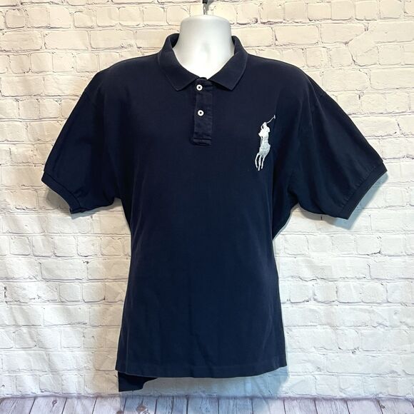 Vtg Polo Ralph Lauren Big Pony Rugby T Shirt #3 Blue Men’s Size XXL - Picture 5 of 8